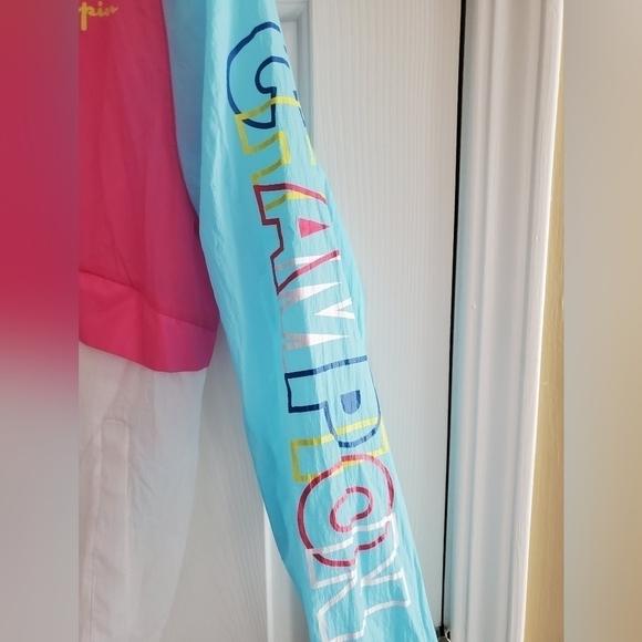 Champion Men's Colorblock Manorak 2.0 size Small in Blue Horizon/Reef Pink/White - Picture 5 of 16